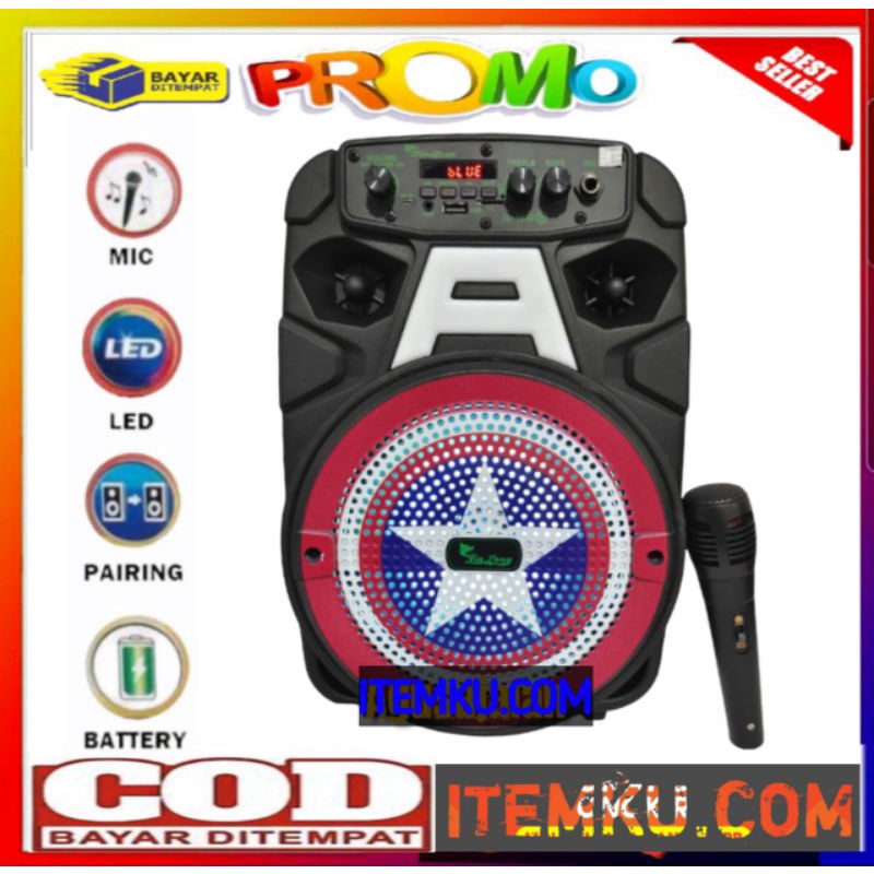 Salon bluetooth karaoke 8,5inchi jinlong -jl-1938 capten america -speaker portable bluetooth 8,5inch