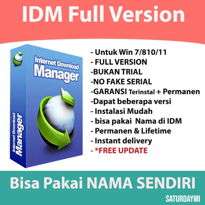 Jual IDM Internet Download Manager Lisence PAKAI NAMA SENDIRI Seumur