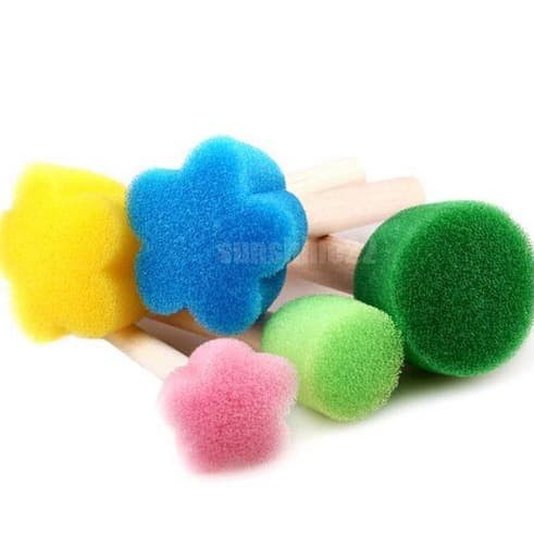 Mini Wood Handle Sponge Push Painting Set (5pcs)