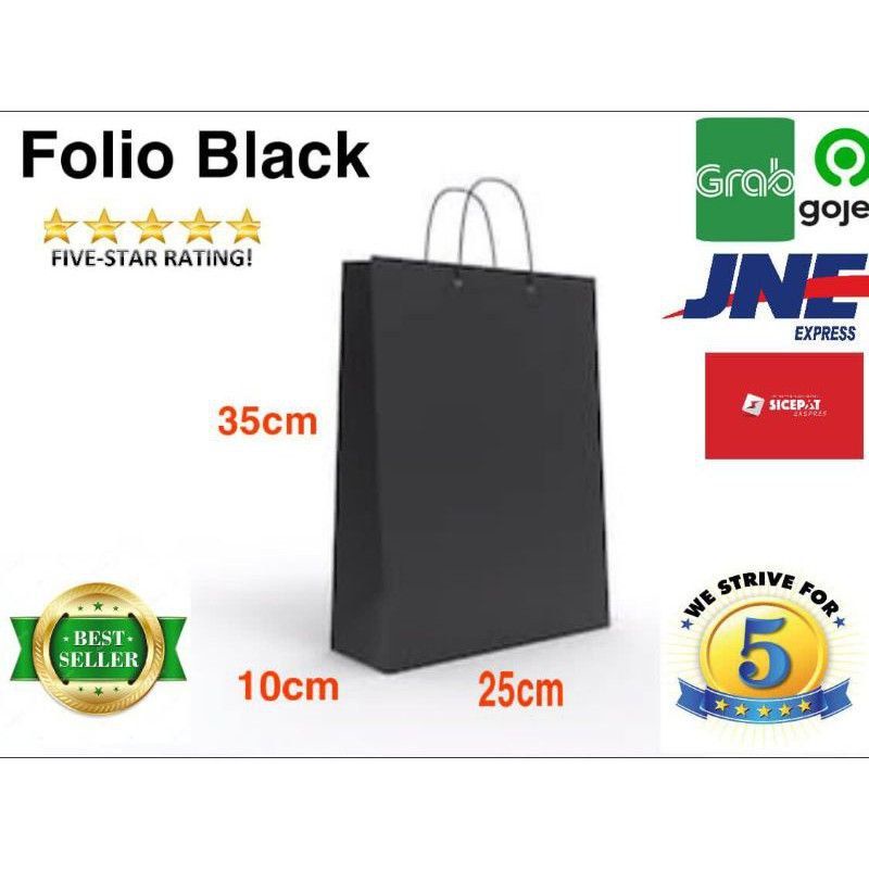 

Minimal Order 20 pcs & Kelipatan 20 pcs! Paperbag Folio Hitam 25x10x35 Shopping Bag Goodie Bag Tas Souvenir Tas Belanja