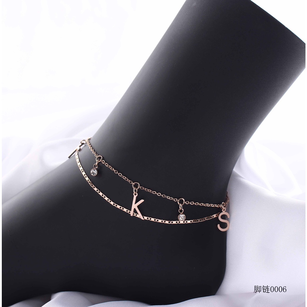 Gelang Kaki Titanium Dobel Rantai Perhiasan Fashion 0006