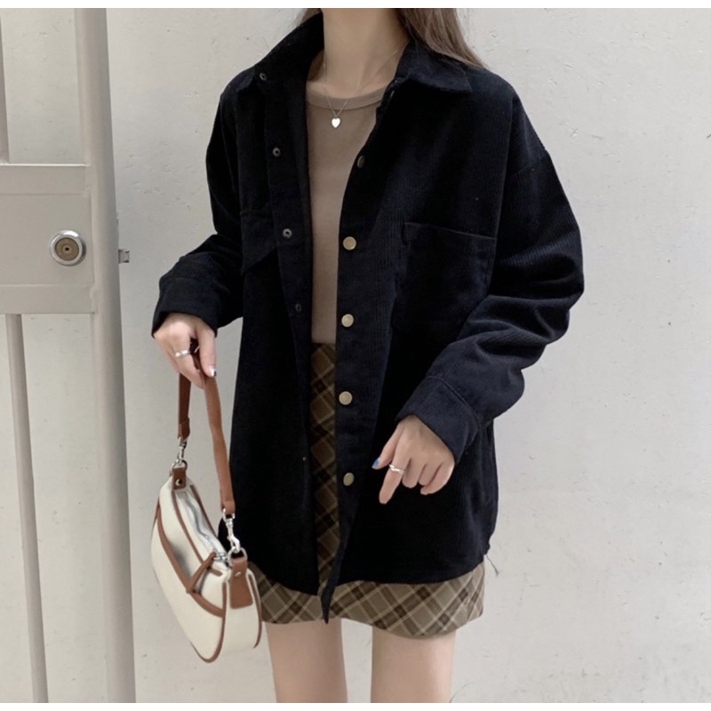 Kemeja Corduroy Hitam