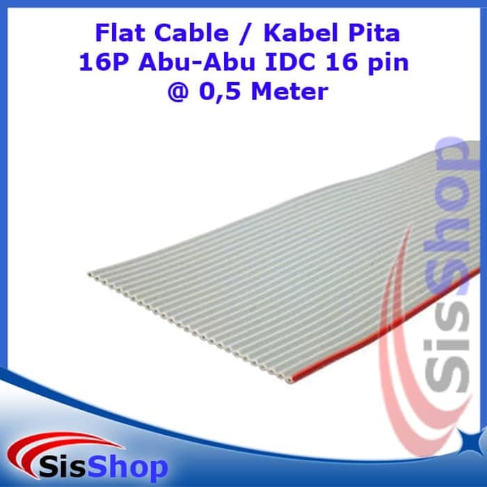 Flat Cable / Kabel Pita 16p Abu - Abu IDC 16 pin @ 0,5 Meter