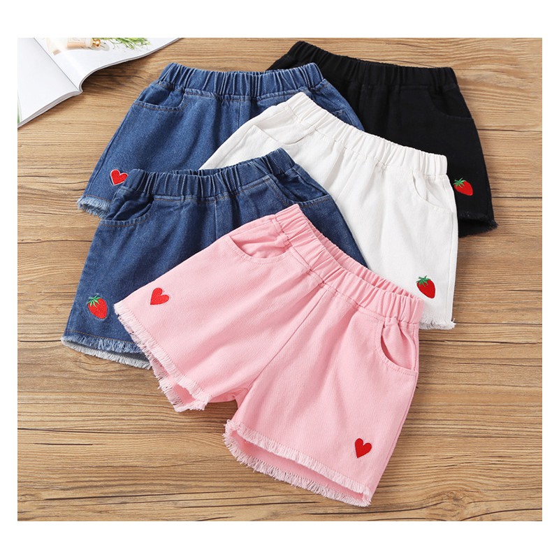 Celana pendek Jeans Anak Perempuan Import Warna Biru/Pink