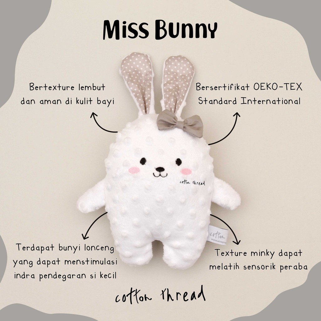 Minky Miss Bunny Bear Doll - Tekstur Lembut Aman Bayi