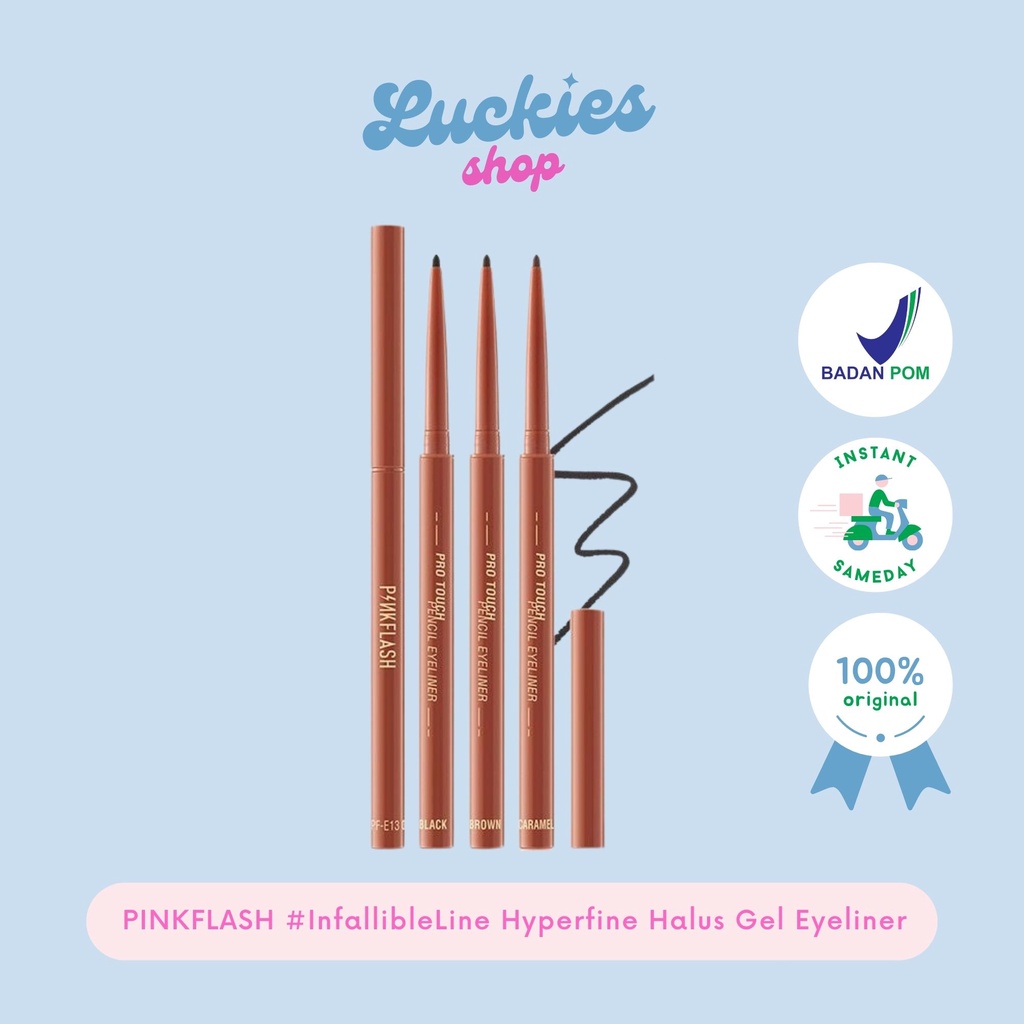 BPOM PINKFLASH #InfallibleLine Hyperfine Halus Gel Eyeliner Pensil Pigmen Tinggi Tahan Air Tahan Lama Eyeliner Pencil PFE13