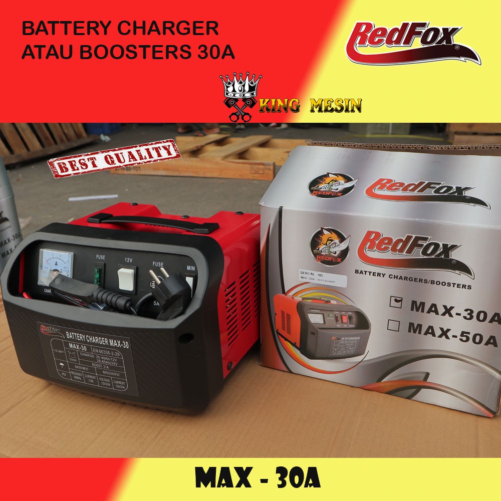 Cas Aki Motor Mobil Smart Battery Charger Max 30A Redfox