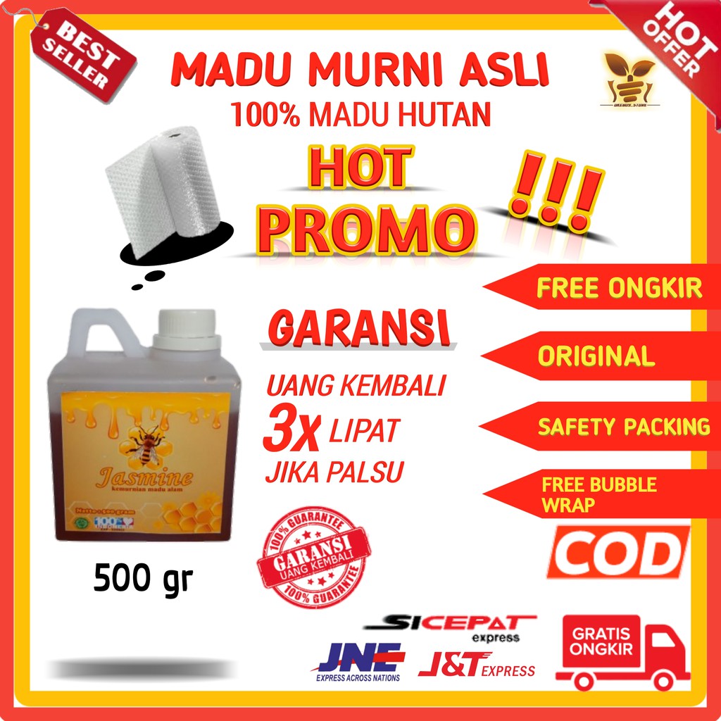 

Madu Murni Asli 500 Gr Manis Alami 100% Madu Murni Jasmine Hutan Asli Multiflora Sumatera Isi 500 gr