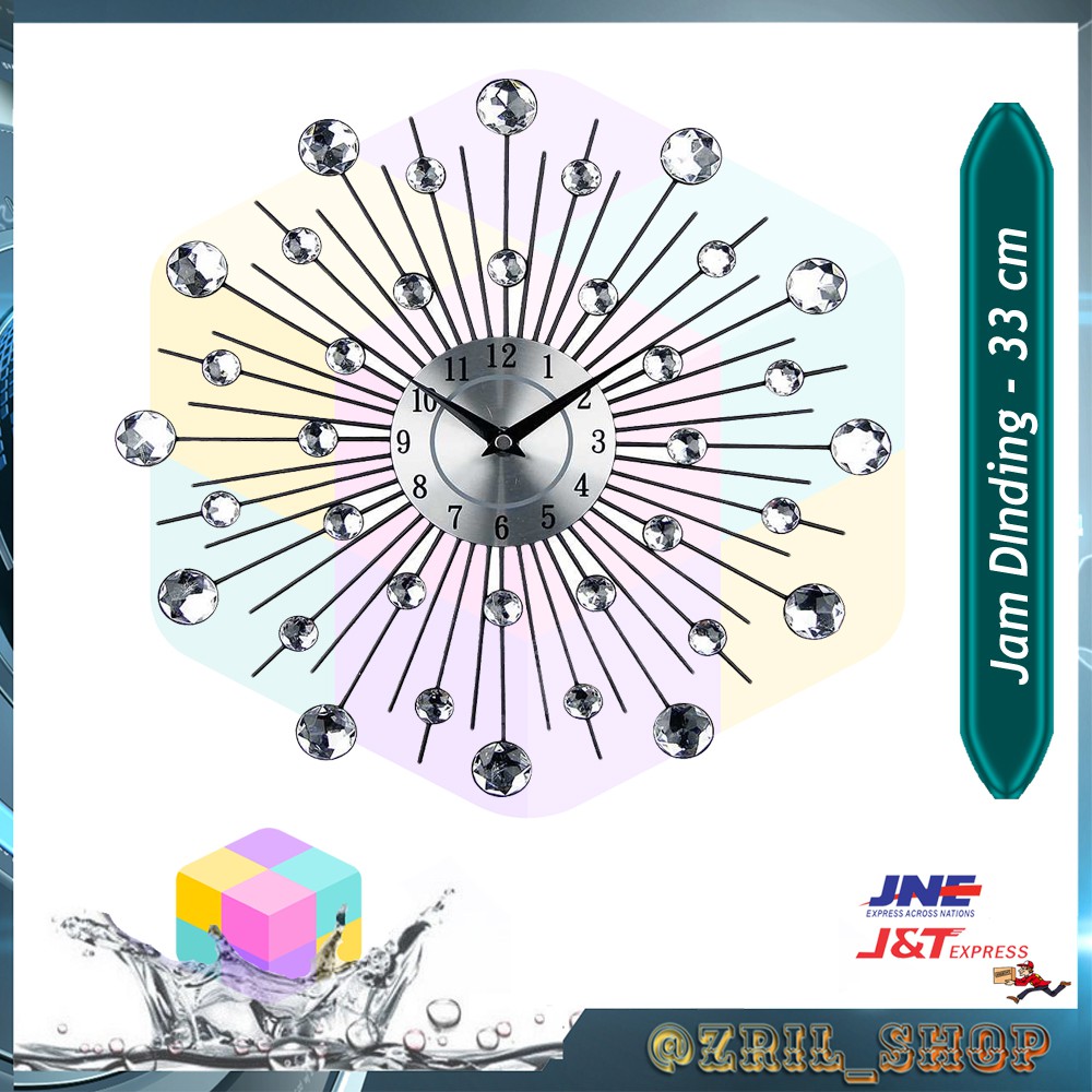 Jam Dinding Mewah 3D Unik Besar 33cm Model Luxury Diamond 807