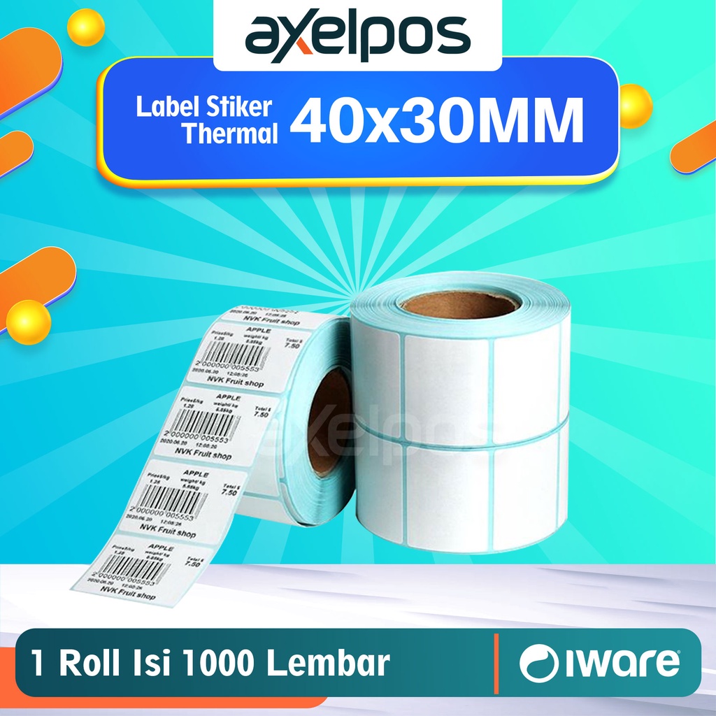 Label Thermal Stiker Barcode 40x30mm Isi 1000 Lembar