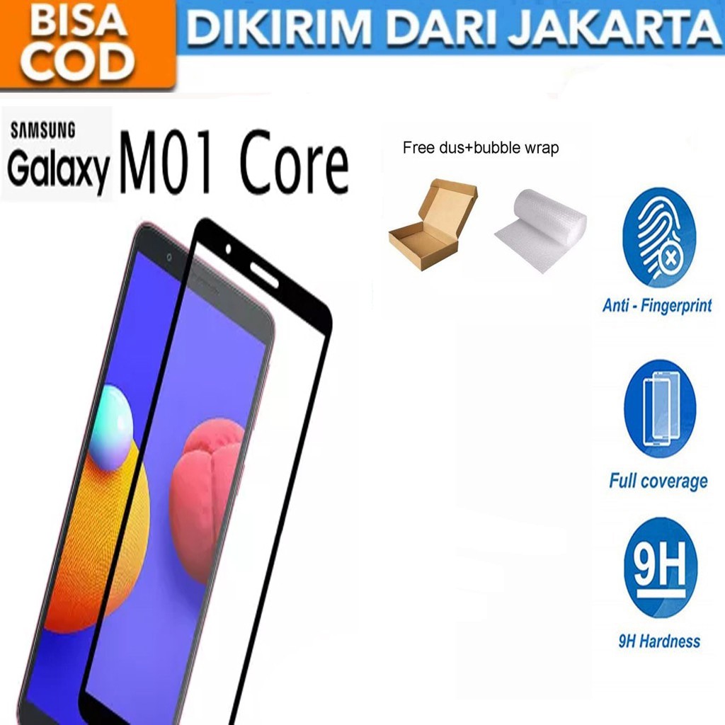 Tempered Glass Samsung Galaxy M01 Core Full Cover/Full Screen Screen Protector Anti Gores