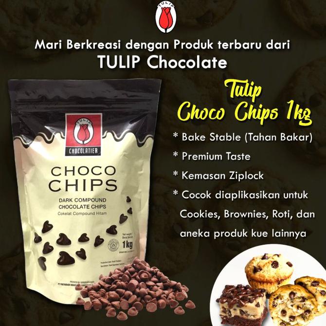 

TULIP Dark Compound Choco Chocolate Chip Chips Tulip 1 Kg BUKAN REPACK