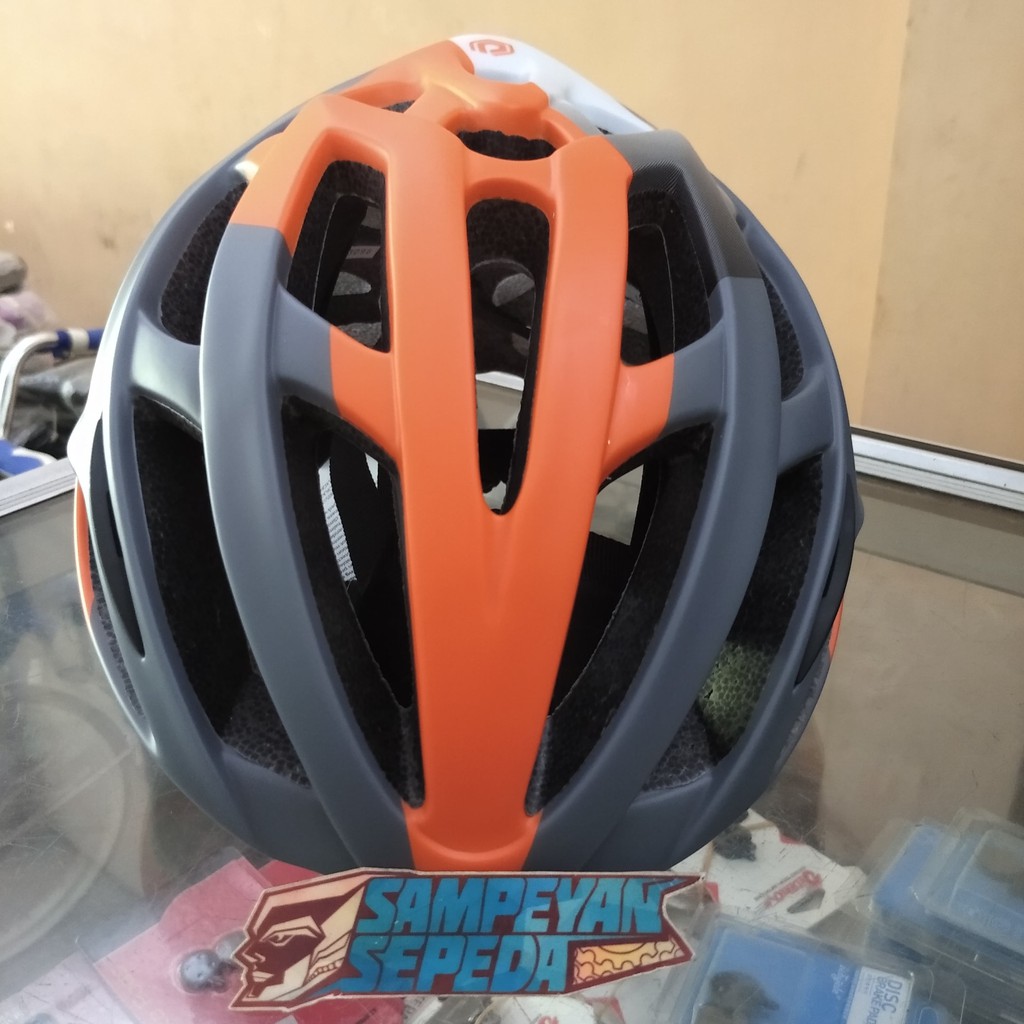 Helm MTB Polygon RUSTLE doff warna grey orange atau abu orange