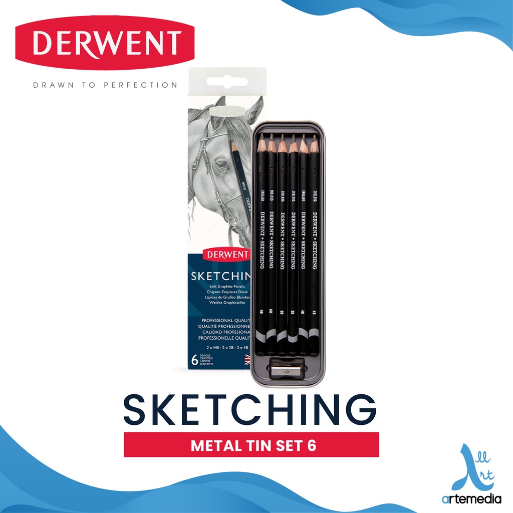 

Derwent Sketching Pencil 6 Metal Tin Drawing Pensil Gambar