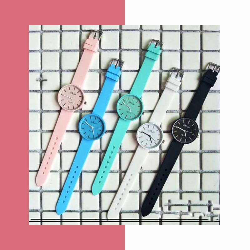 TJM JAM TANGAN WANITA SOK WARNA WARNI HARAJUKU KOREAN FASHION CASUAL JELLY MEN AND WOMEN WATCH