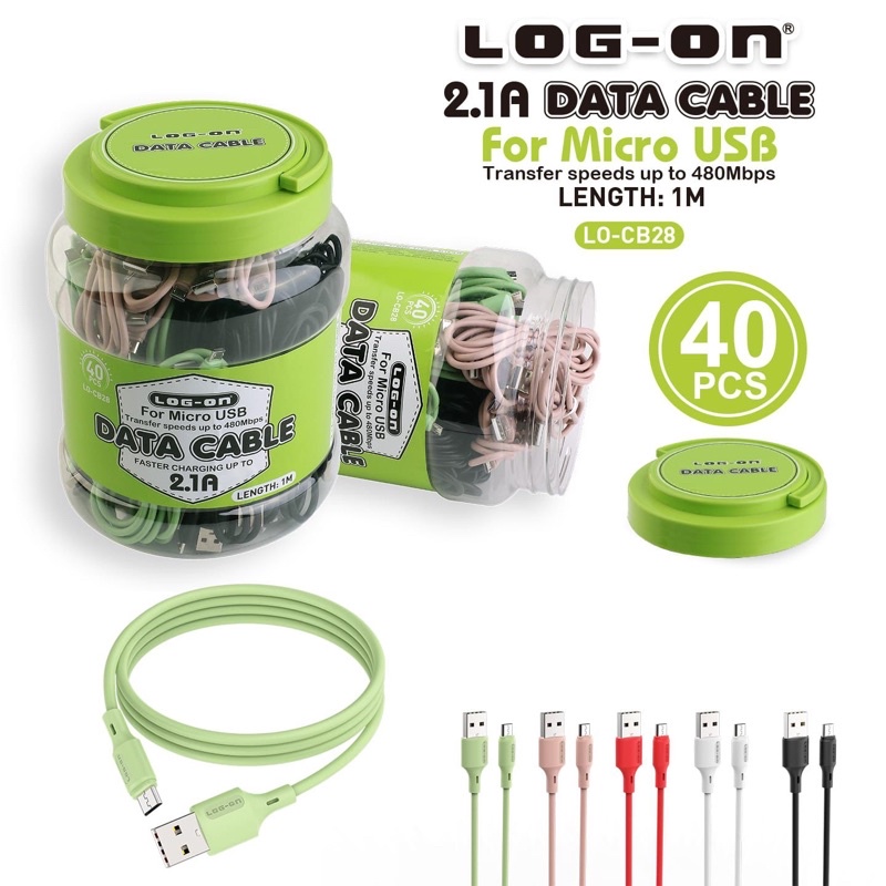 Ready Stok KABEL DATA LOG ON MICRO USB 1M FASTCHARGING PER BOX ISI 40 PCS