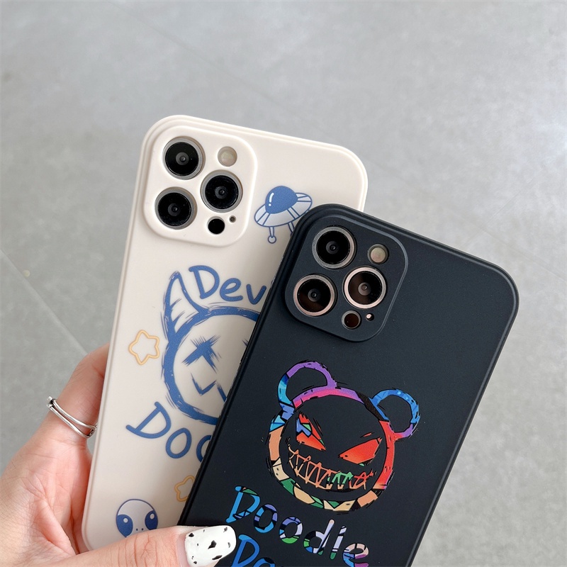 Setan Lucu Monster Kecil Casing Ponsel untuk iPhone 11 Pro Max 12 13 Pro Max Mini X/Xs Max XR 7/8 Plus Se2020 6/6 S Plus Pola Sisi Cair Lembut Silikon Tahan Guncangan Pelindung Casing Ponsel