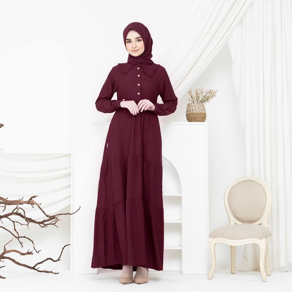 NEW ARRIVAL 2022 /  BAJU GAMIS WANITA RAUNA RGD 28 MAROON / BAJU GAMIS RAUNA PROMO TERBARU / PROMO B