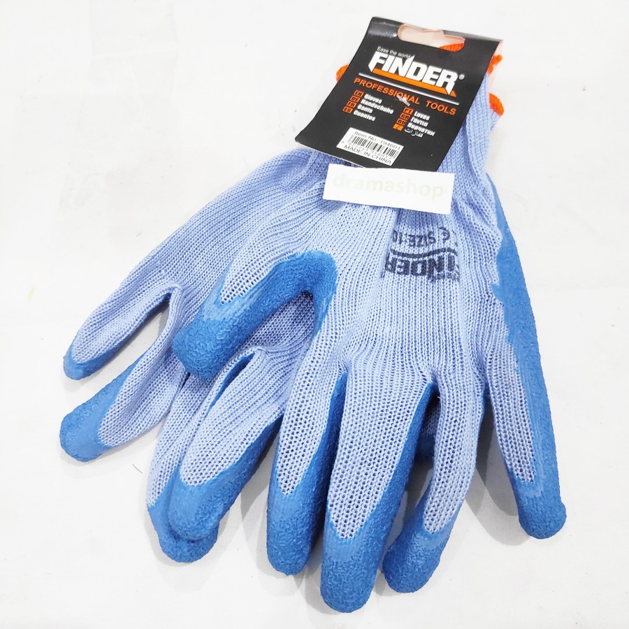 Sarung Tangan Kerja Tukang Working Glove Tapak Karet Finder Biru Set
