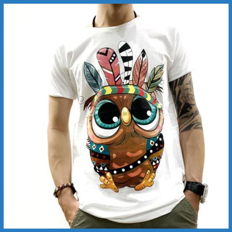 Kaos Import Pria MAY black white owl Cute ethnic kaos owl owl pria VA RB