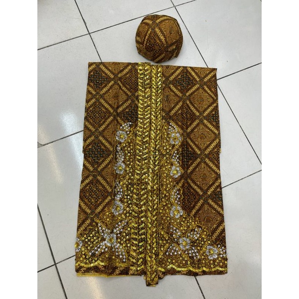 Kain batik wiron payet sepasang/kain batik pengantin/blangkon