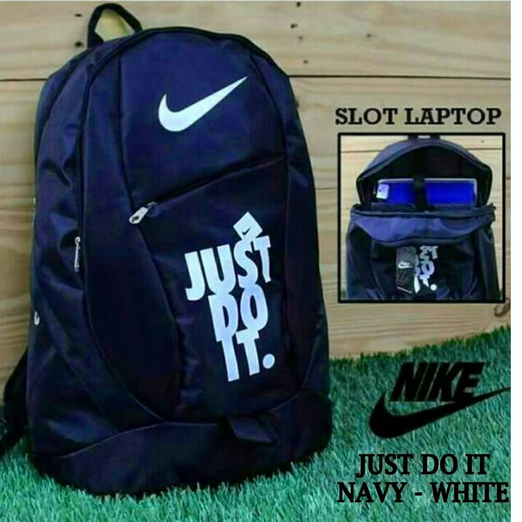 TAS RANSEL NIKE PRIA WANITA REMAJA ANAK SEKOLAH KULIAH KERJA NONGKRONG BLACK LAPTOP JUST DO IT