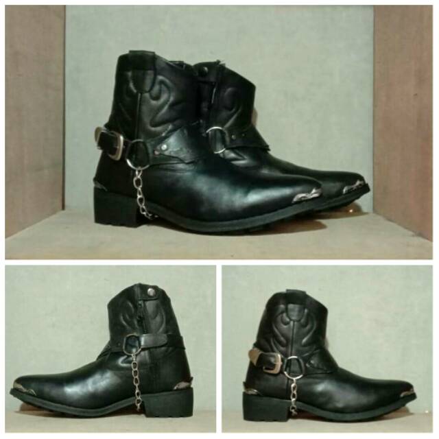 Sepatu Jenggel Boot Kulit Asli Motor Gede Bikers Touring Moge Koboy Boot Pria Original