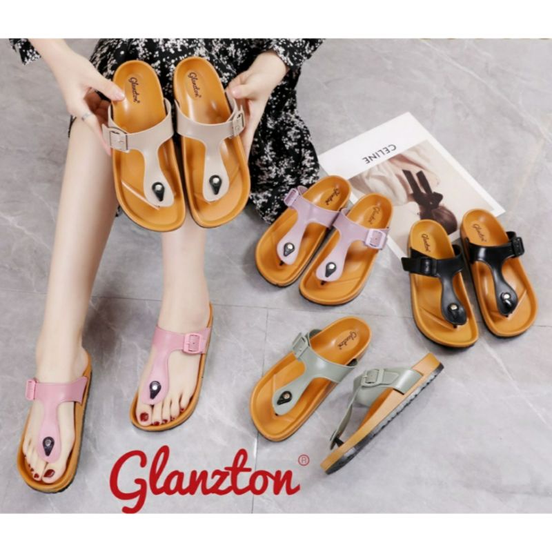 8059A-11 Sandal Wanita Glanzton Jepit Karet Jelly Gesper Sendal Japit Cewek Perempuan Glaston Glanst