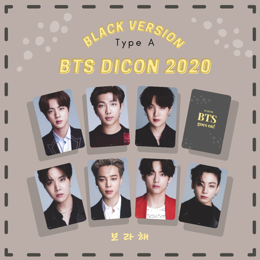 BTS PHOTOCARD DICON 2020 (BLACK VER) BTS LIFE GOES ON RM SUGA JIN JHOPE JIMIN TAEHYUNG V JUNGKOOK