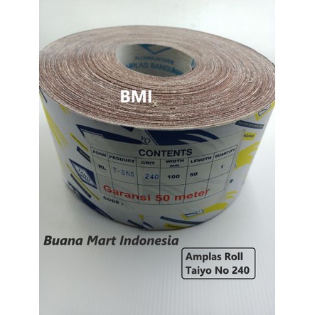 Amplas Roll Taiyo No 240 | Amplas Meteran Grit 240 | Amplas Besi