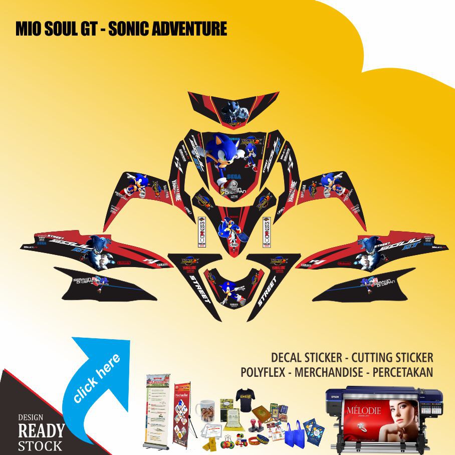 DECAL FULL BODY  MOTOR YAMAHA SOUL GT SONIC MERAH HITAM