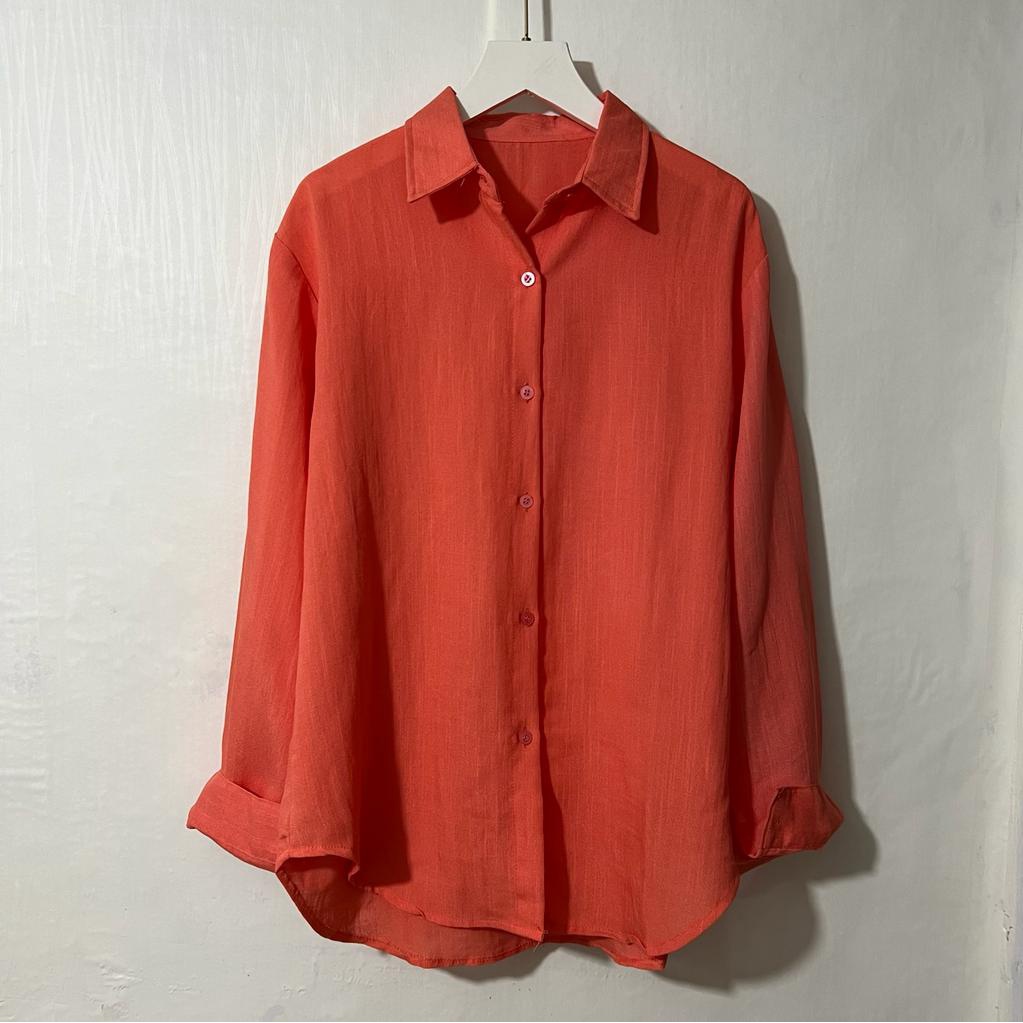 Saku Kemeja Wanita/Blus kemeja linen 2021 Kualitas tinggi Wanita/Atasan wanita kantor Wanita chic lengan panjang-Bata_KMJ Linen