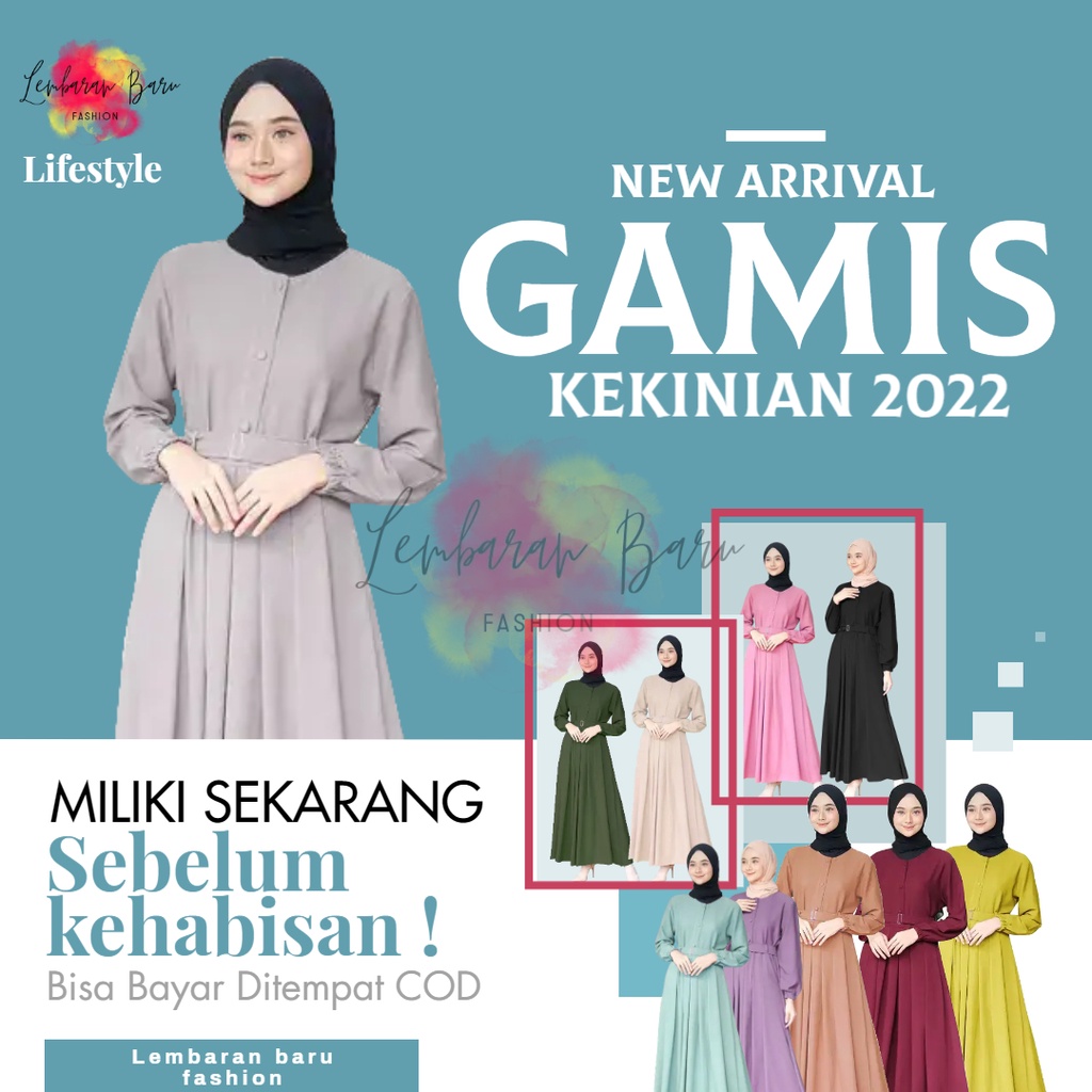 Baju Gamis Wanita remaja terbaru 2021 2022 polos long dress muslim muslimah premium 001