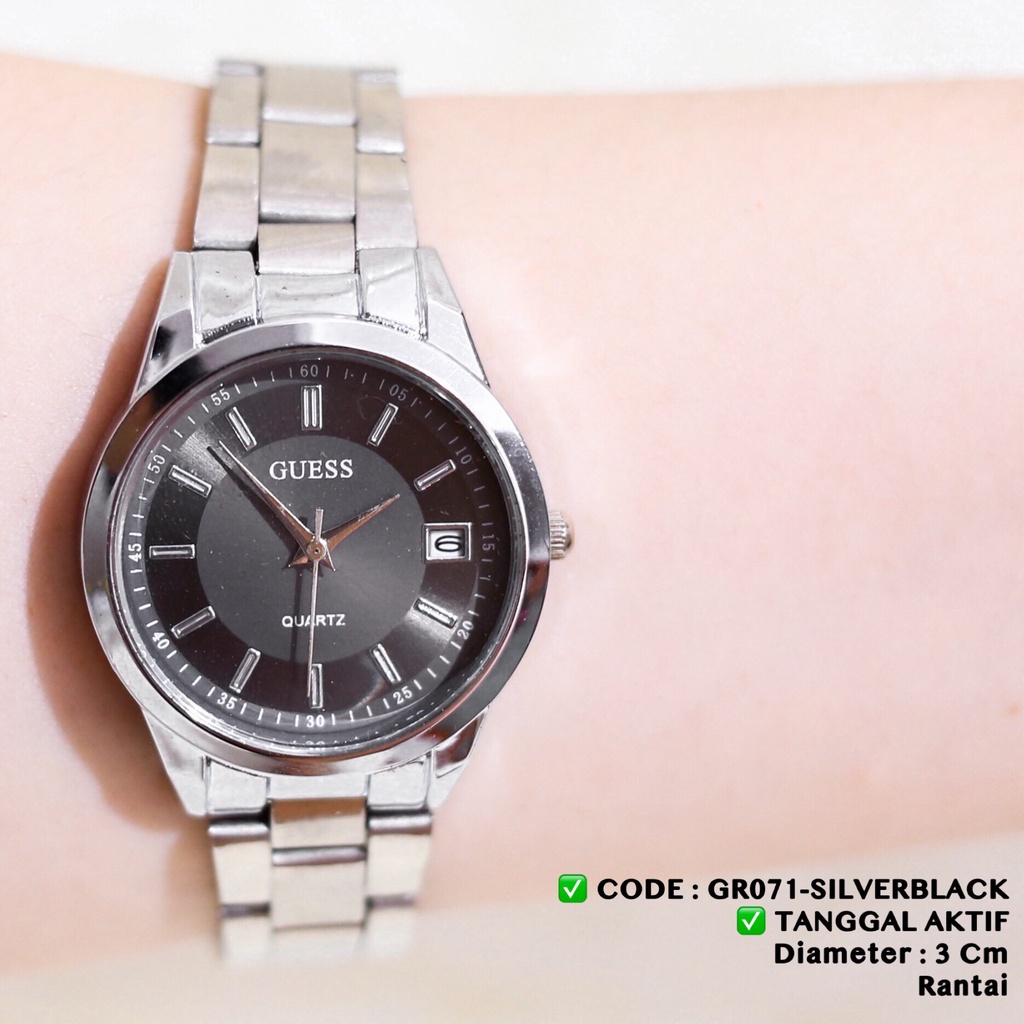 Jam tangan wanita pria guess TANGGAL aktif tali rantai stainless grosir ecer murah GR071