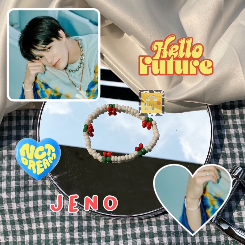 jeno nct dream hello future cherry beads bracelet / gelang manik cherry jeno nct idol kpop