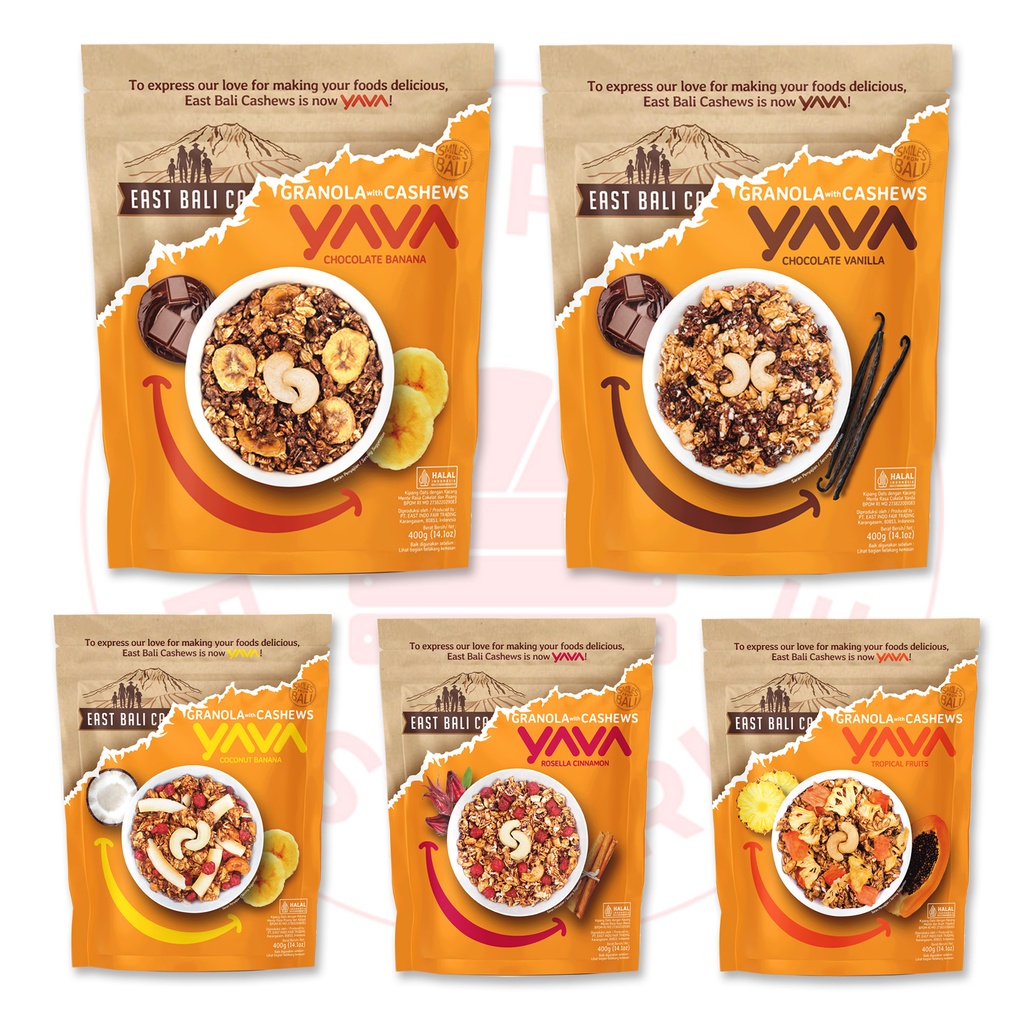 EAST BALI CASHEWS/ YAVA - SEMUA VARIAN GRANOLA WITH CASHEWS (KACANG METE MEDE) - 400 GR