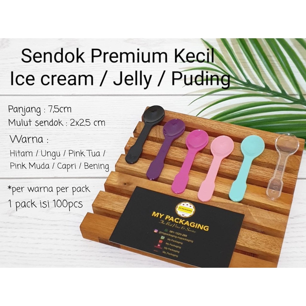 SENDOK ICE CREAM ISI 100 PCS  / SENDOK JELLY / SENDOK PUDING WARNA