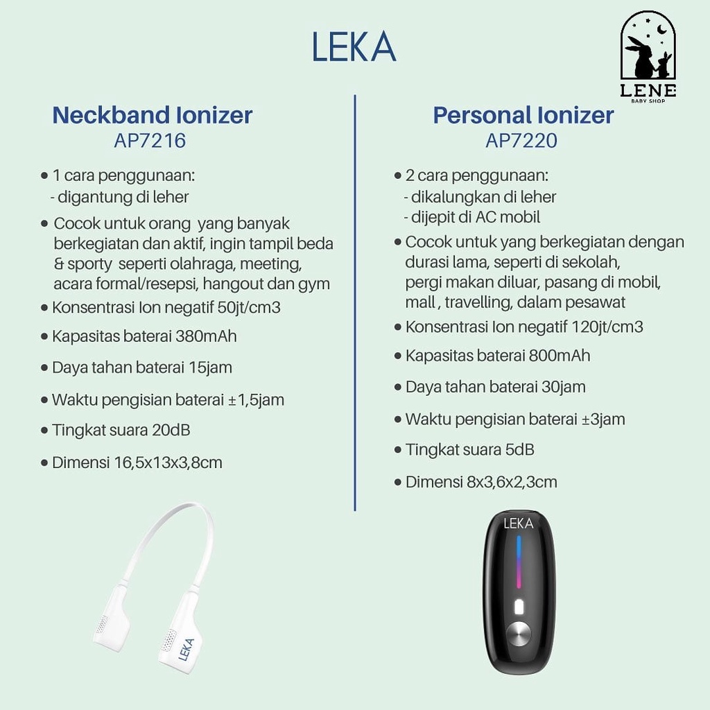 LEKA AP7216 Neckband Ionizer - Portable Neckband Ion Negatif Purifier