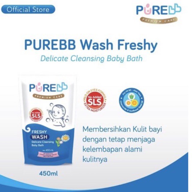 Pure Baby Bath Freshy Fruity Wash 450ml - Pure Sabun Mandi Bayi Anak Refill NO SLS Newborn Baby