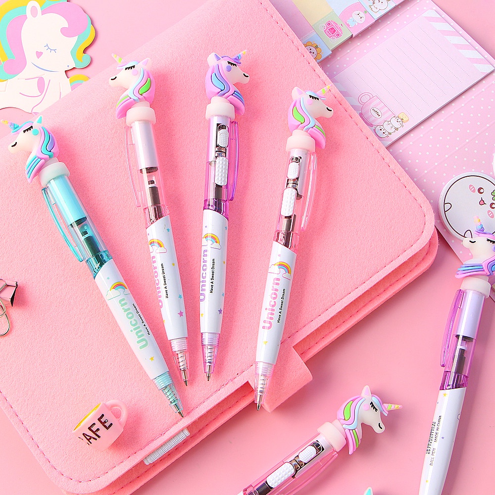 1pc Pulpen 0.5mm Desain Kartun Unicorn Lucu Untuk Stationery Sekolah