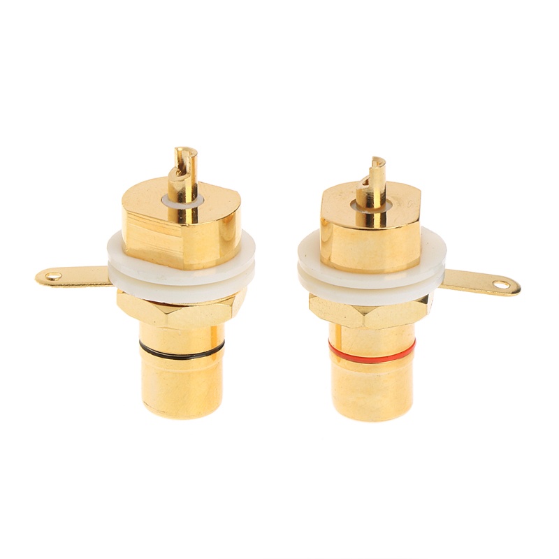 zzz 2 Pcs CMC Gold Plated Copper RCA Female Phono Jack Panel Mount Chassis Connector