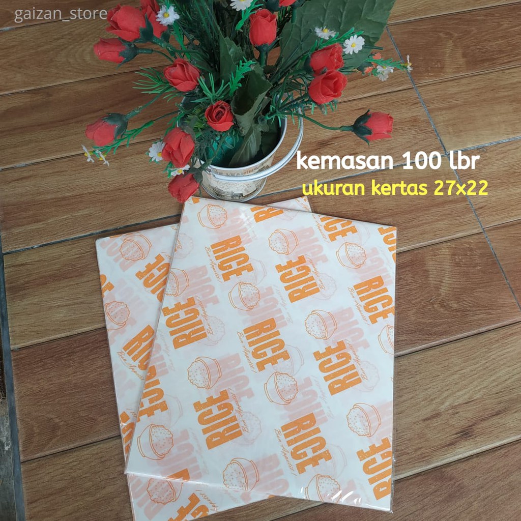 

Kertas Nasi Kfc Logo Rice KUNING 27 x 22 kemasan 100 lbr paper wrap food grade laminasi
