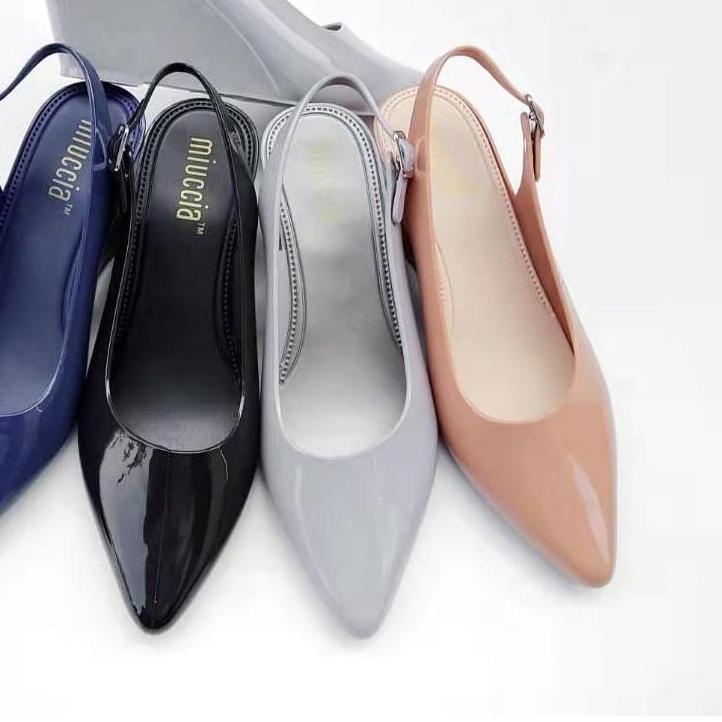 ✿ Miuccia - Sepatu Wedges Glossy Tinggi Jelly Shoes Wanita - L800 ✷