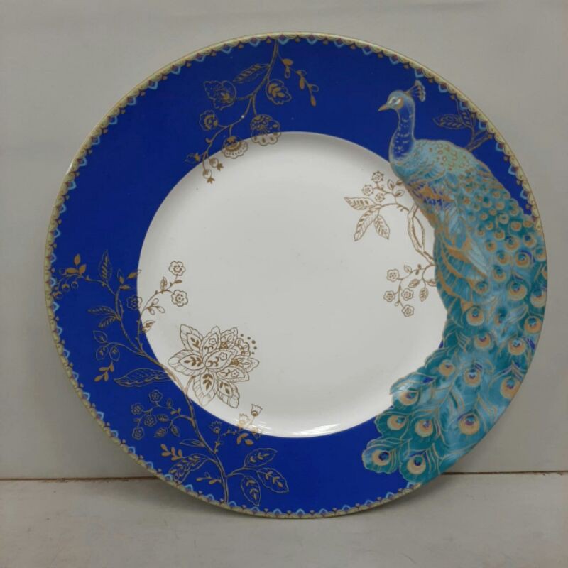 PEACOCK DINNER PLATE PIRING MERAK KERAMIK SANGO HIAS CANTIK MOTIF GAMBAR BURUNG MERAK ELEGAN HIASAN