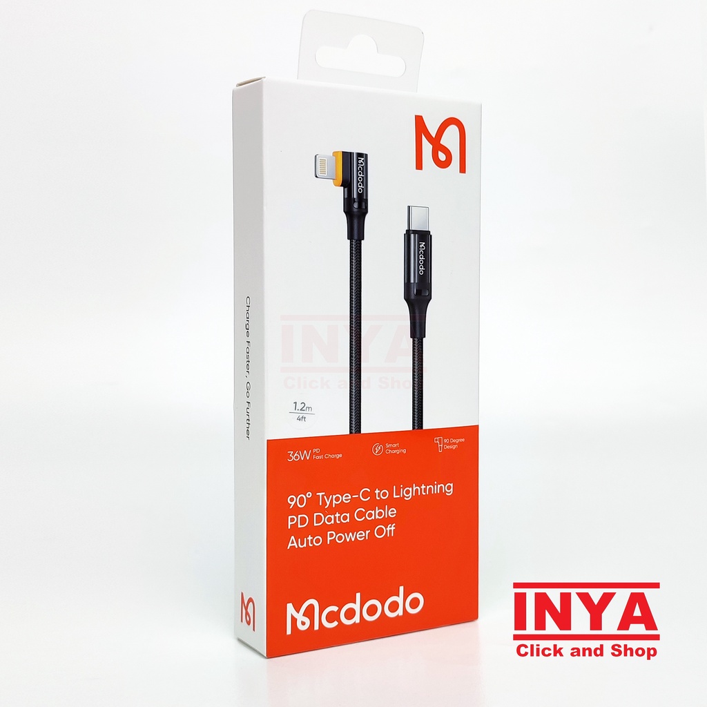 MCDODO CA-126 AUTO POWER OFF 90° Type-C to Lightning 1.2m - Gaming Design Data Cable - Kabel Data iPhone