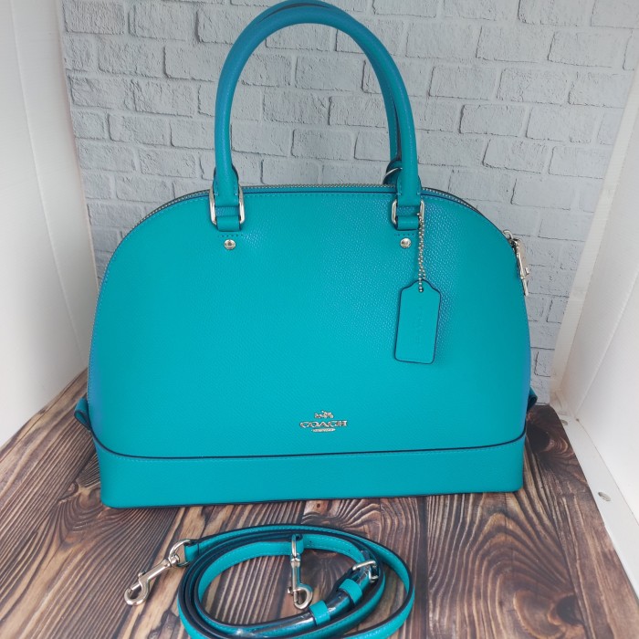 TAS WANITA BRANDED ORIGINAL - COACH SIERRA LARGE TURQUOISE LEATHER