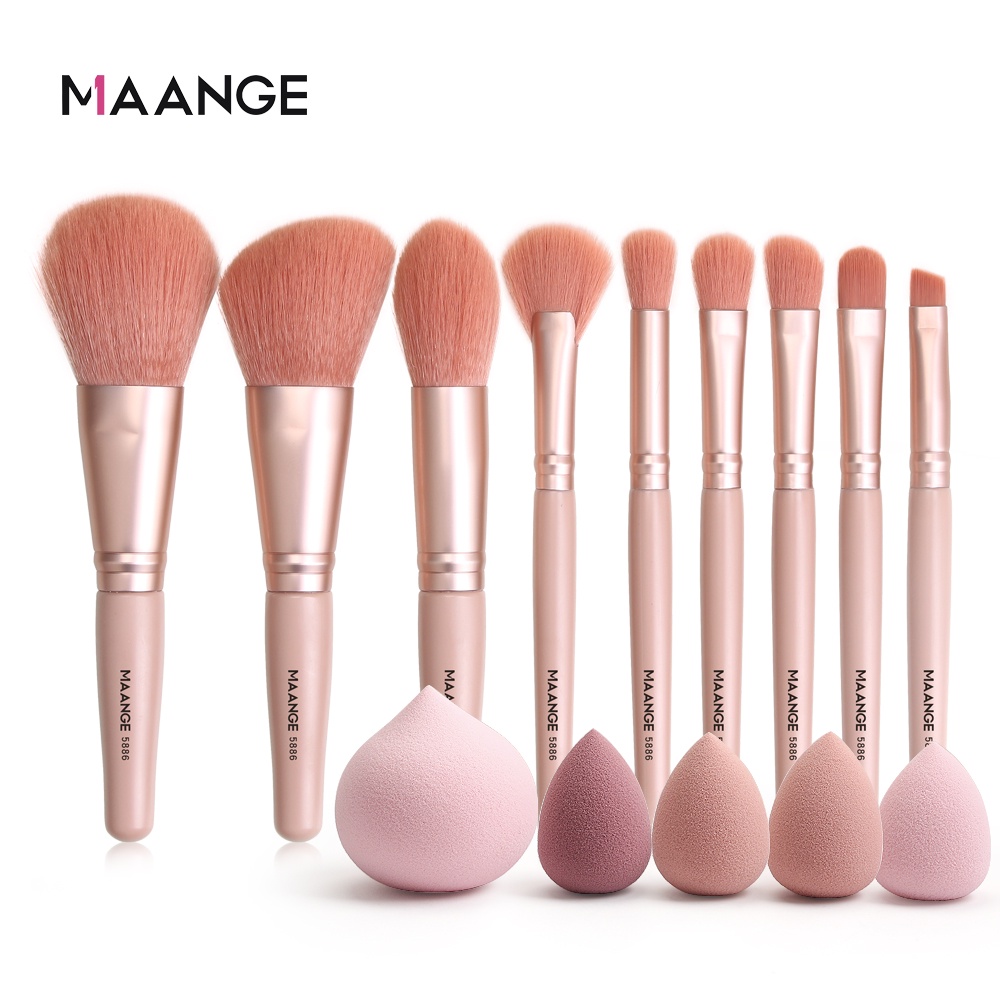 MAANGE 9Pcs/Set Make up Brushes Set Soft Fluffy Hair Brush Kit With 5Pcs Beauty Sponges Soft Multifunction Beauty Tool