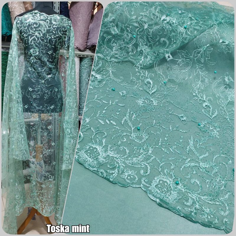 Brokat Tile Mutiara, Tile mutiara murah, toko kain kebaya, toko kain tile, kain kebaya murah