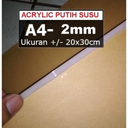 

Acrylic / acrilic / akrilik Putih Susu, UKURAN +/- A4 tebal 2mm