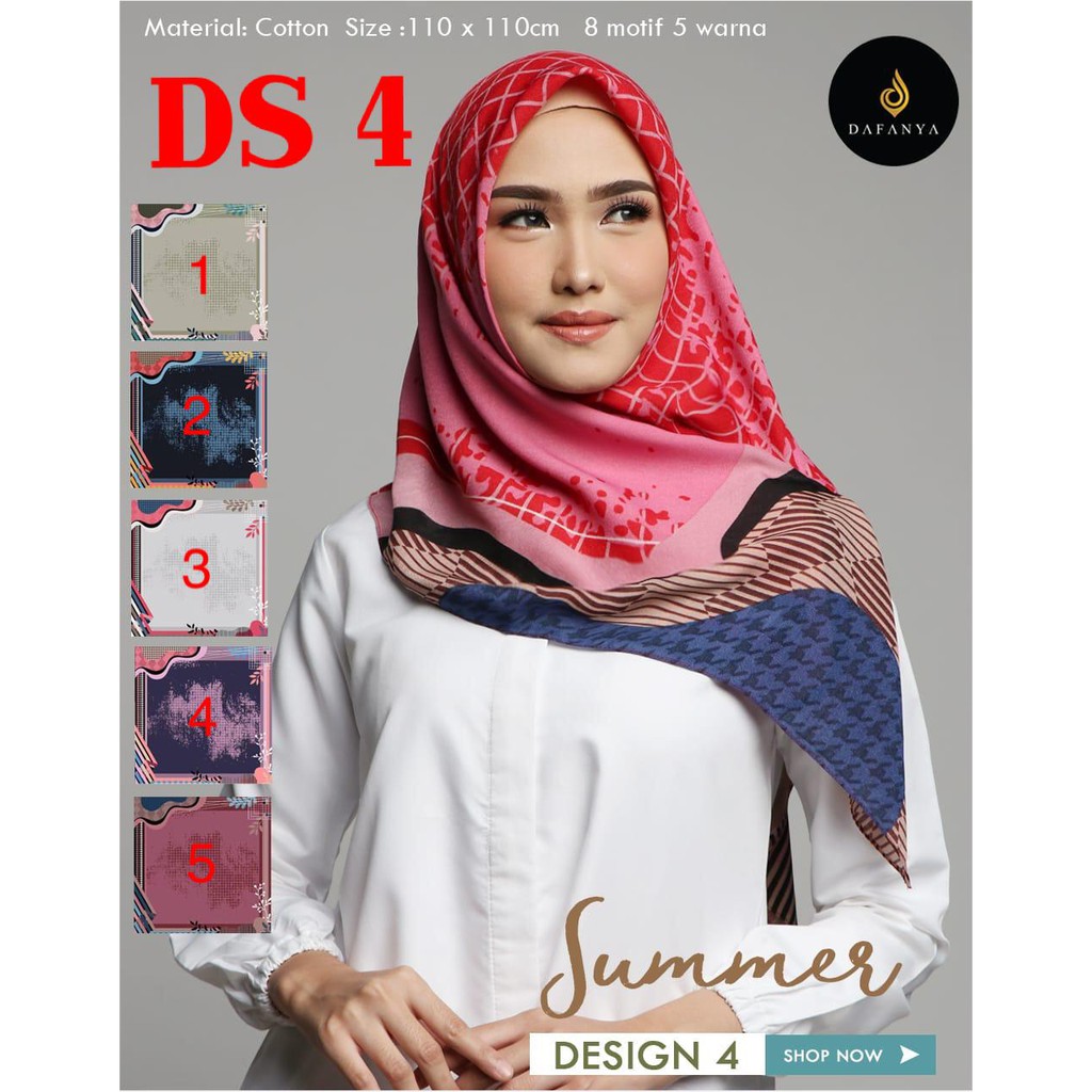 Hijab Segiempat DS4 SUMMER by DAFANYA COTTON Scarf Segi empat